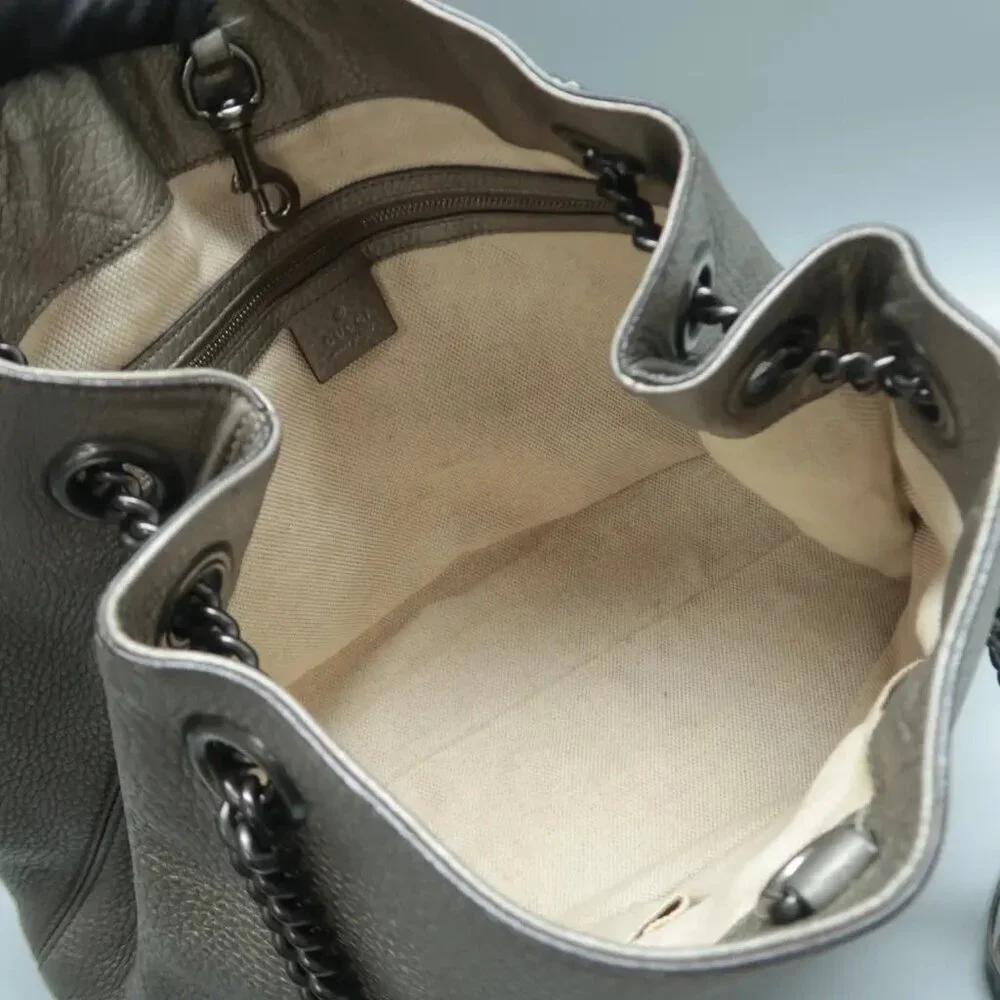 100% Authentic GUCCI Soho Grey Leather Shoulder Bag 533-11424 - Picture 10 of 12